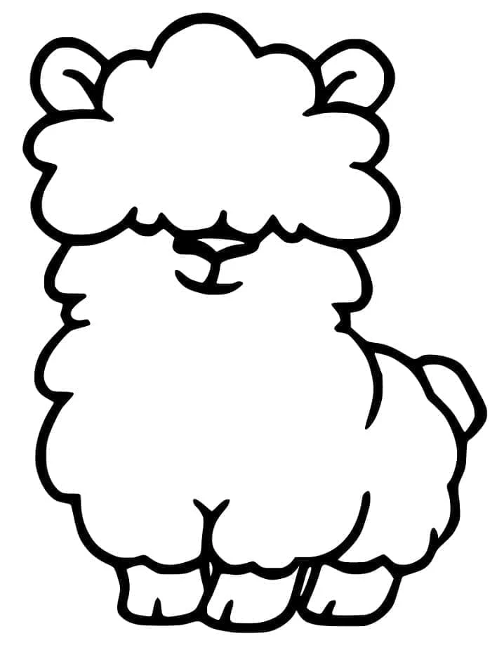Alpaca standing with fluffy wool coloring page