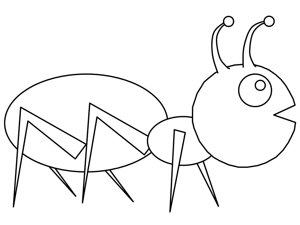 Ant with a big round eye and antennas coloring page