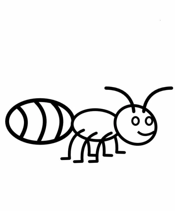 Ant with a smiling face coloring page