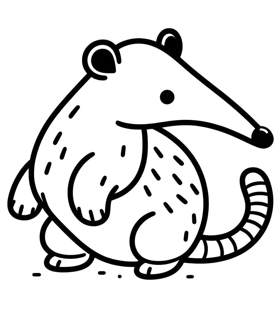 Anteater standing with long snout coloring page
