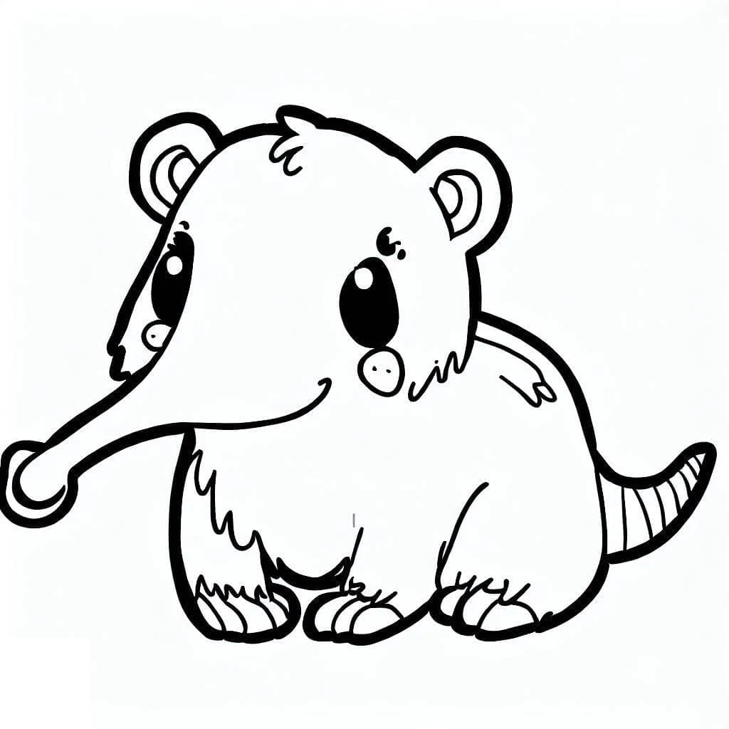 Anteater sitting with a long snout coloring page