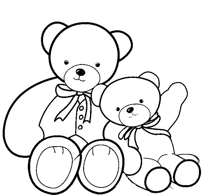 Bear teddy bears sitting together coloring page