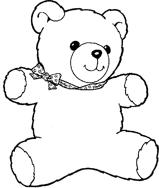 Bear teddy sitting with a bow coloring page