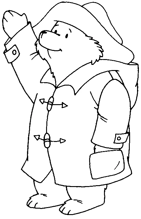 Paddington bear waving hello coloring page