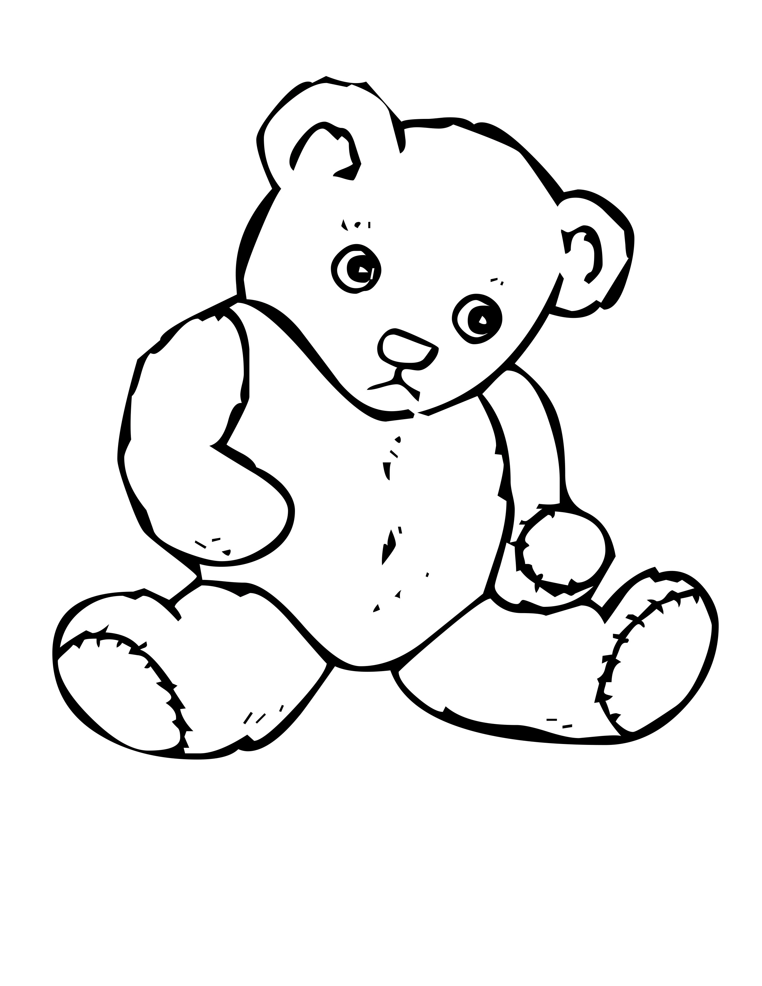 Teddy bear sitting down coloring page