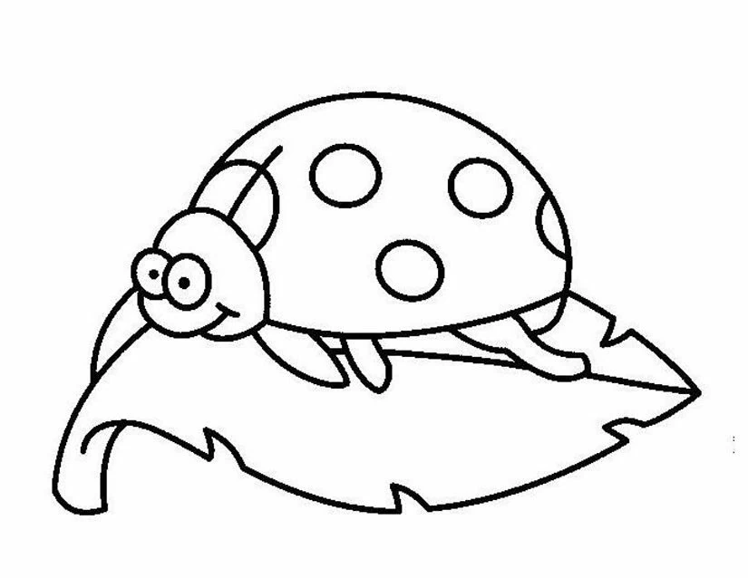 Ladybug resting on a leaf coloring page