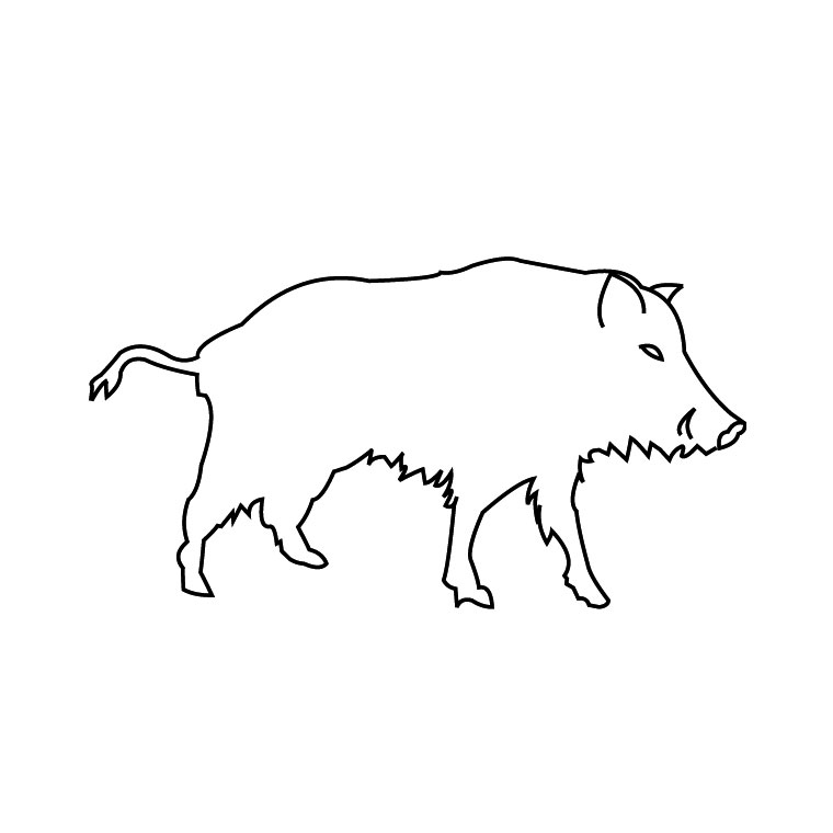 Boar walking in profile coloring page