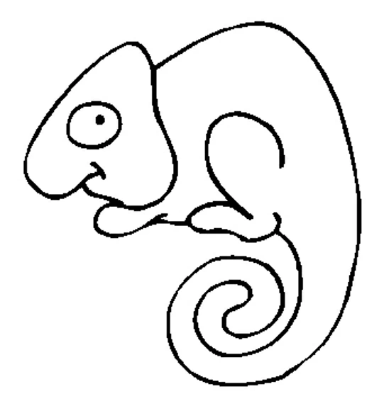 Chameleon with a curled tail coloring page