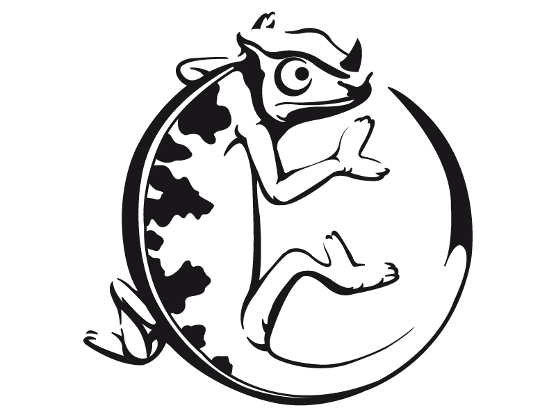 Chameleon curled into a circle shape coloring page