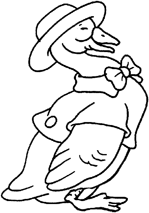 Goose wearing a hat and bow tie coloring page