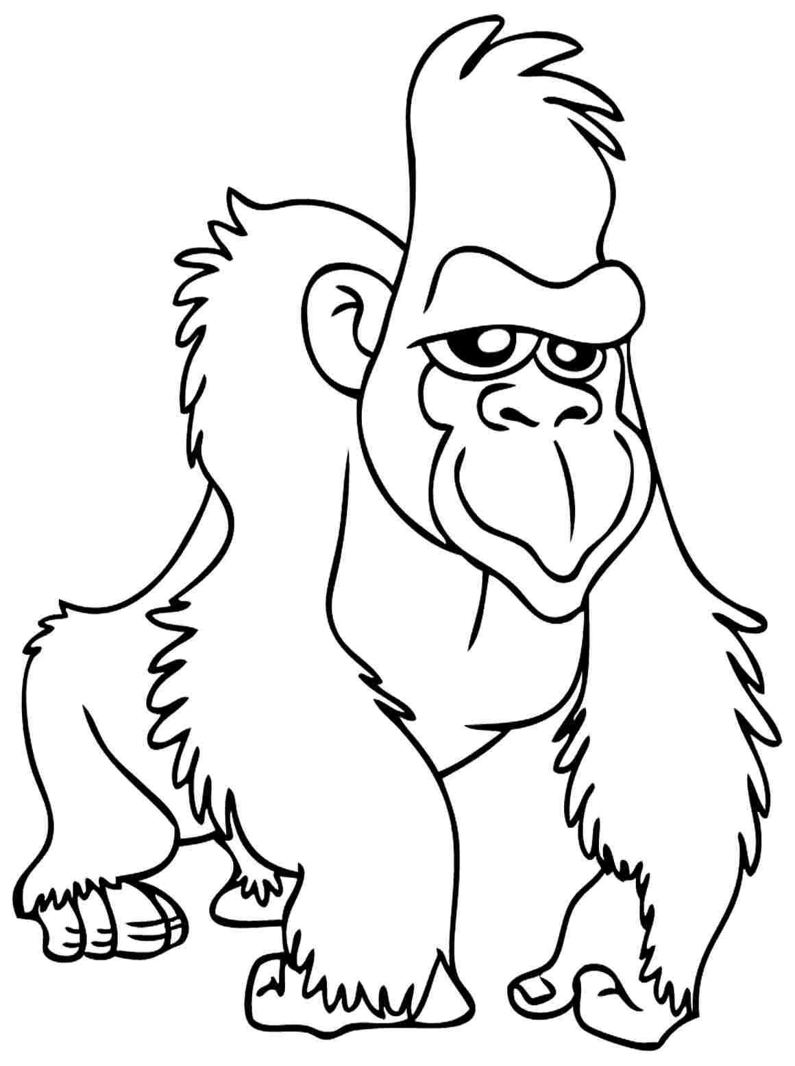 Gorilla standing on all fours coloring page