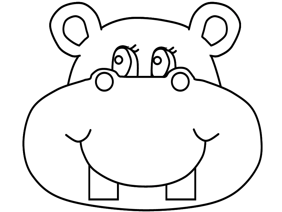 Hippopotamus face with big smile coloring page Hippopotamus face with big smile coloring page