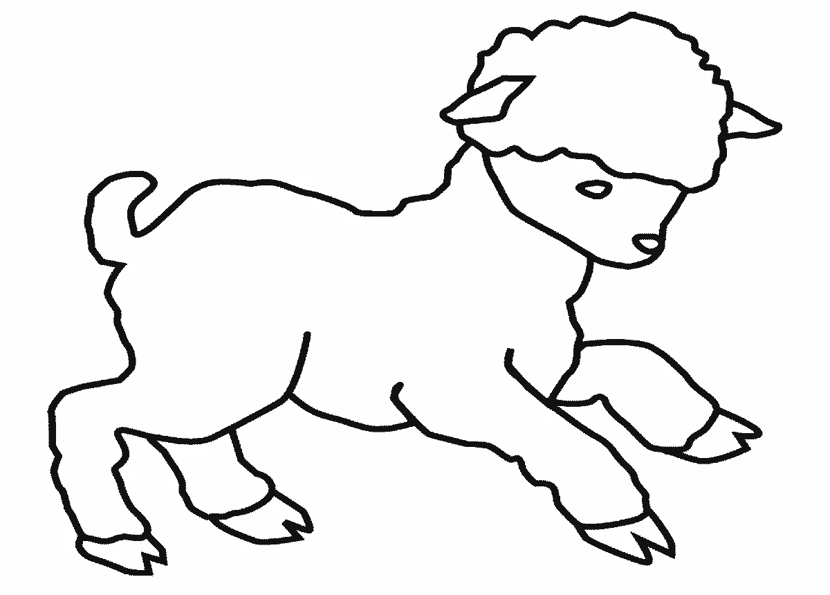 Lamb jumping playfully coloring page