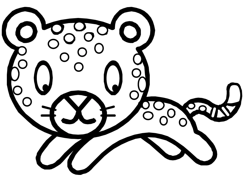 Leopard with big spots lying down coloring page