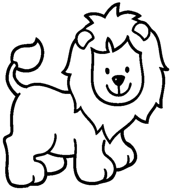 Lion standing with a big fluffy mane coloring page