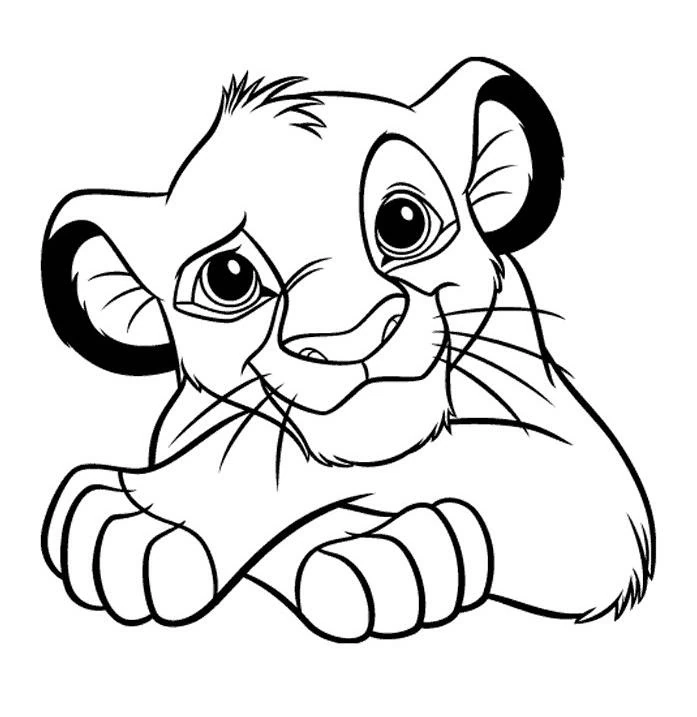 Lion cub Simba portrait coloring page