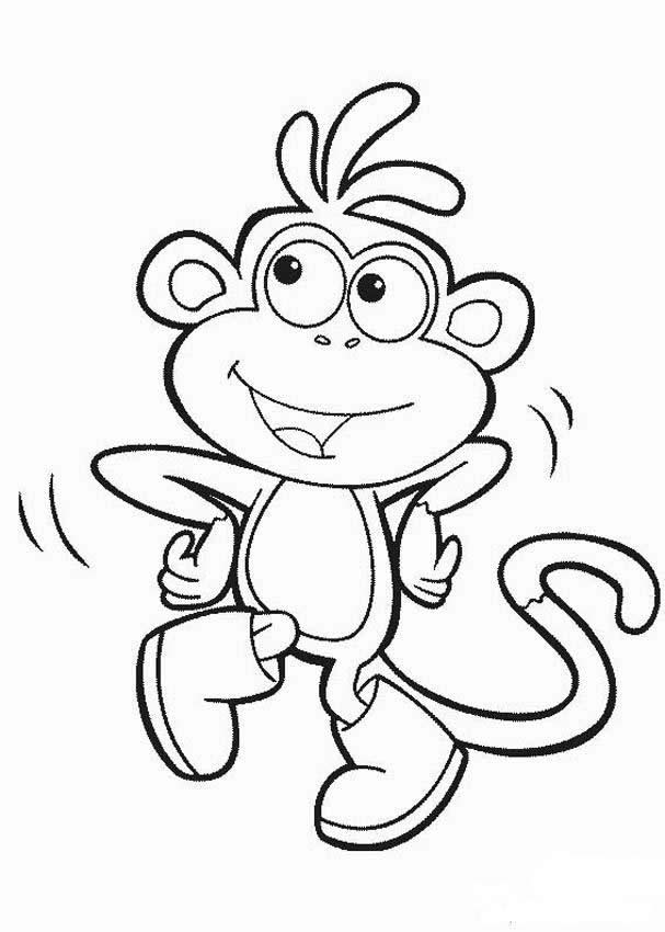 Boots the Monkey walking happily coloring page