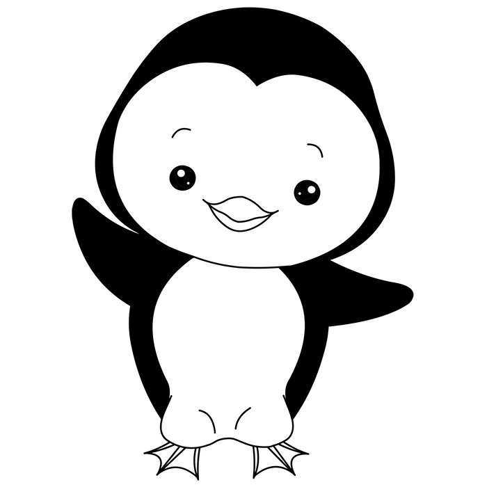 Penguin waving happily coloring page
