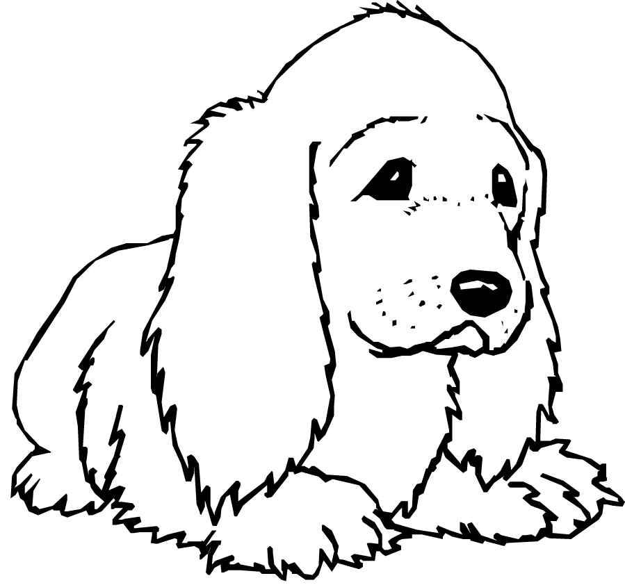 Puppy lying down with long ears coloring page