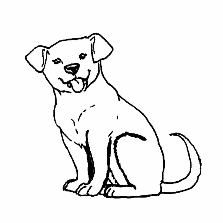 Puppy sitting with tongue out coloring page