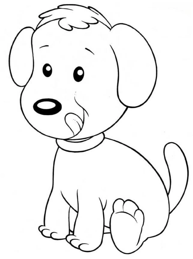 Puppy sitting with tongue out coloring page
