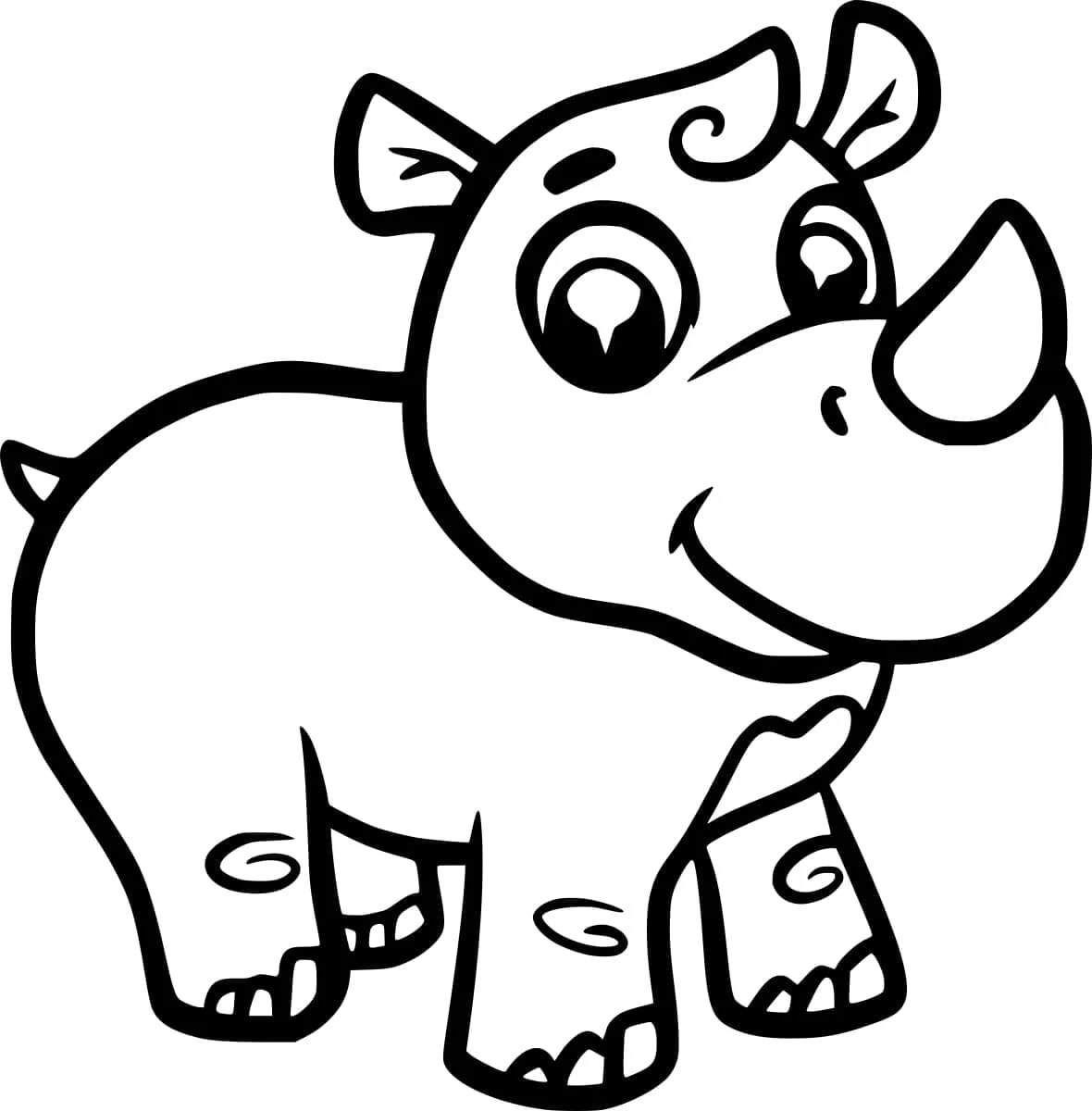 Rhinoceros baby smiling coloring page Rhinoceros baby smiling coloring page