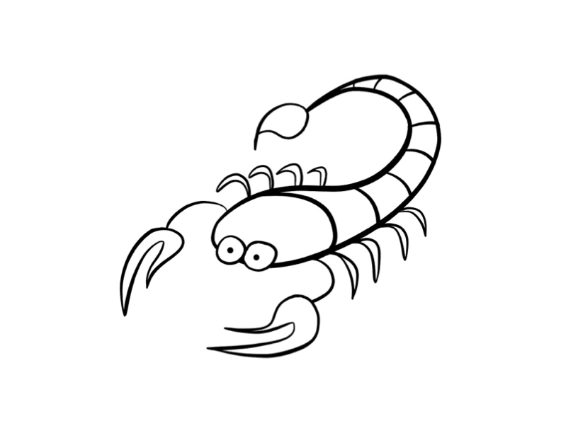 Scorpion with curled tail and big pincers coloring page