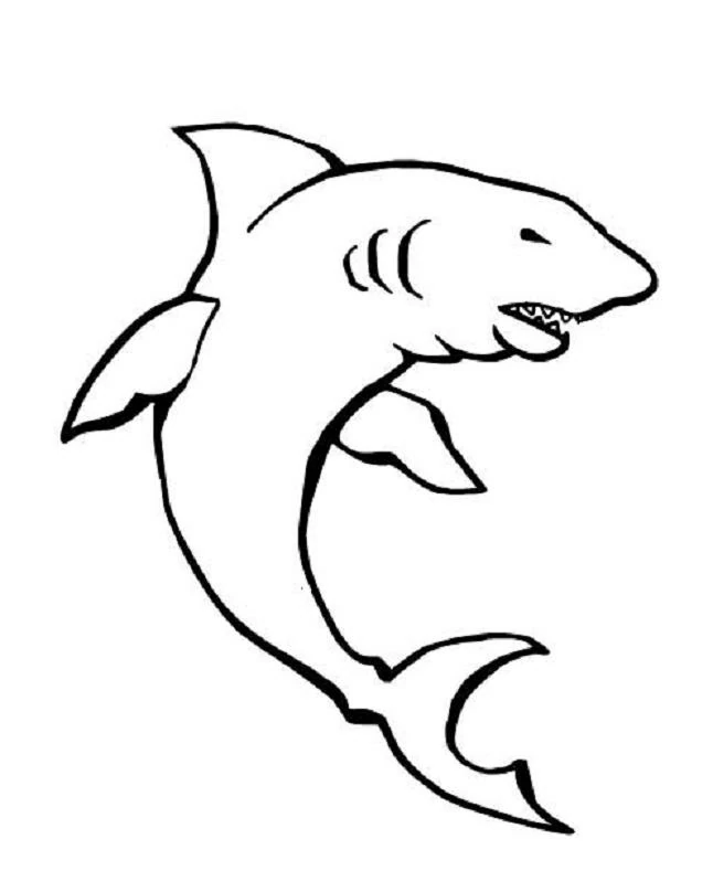 Shark with jaws open coloring page