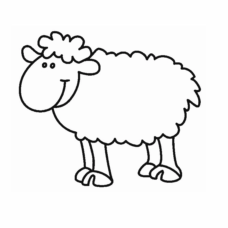 Sheep standing with a smiling face coloring page