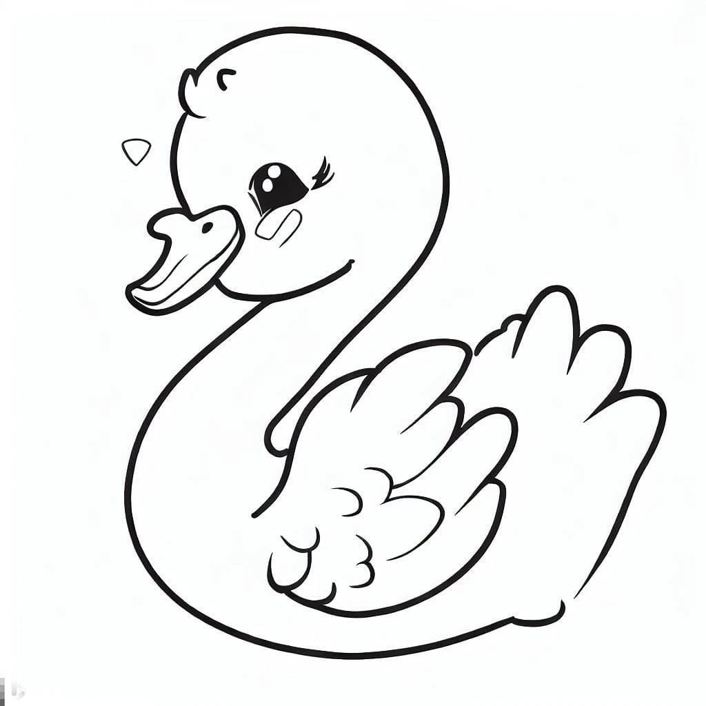 Little swan with big eyes coloring page