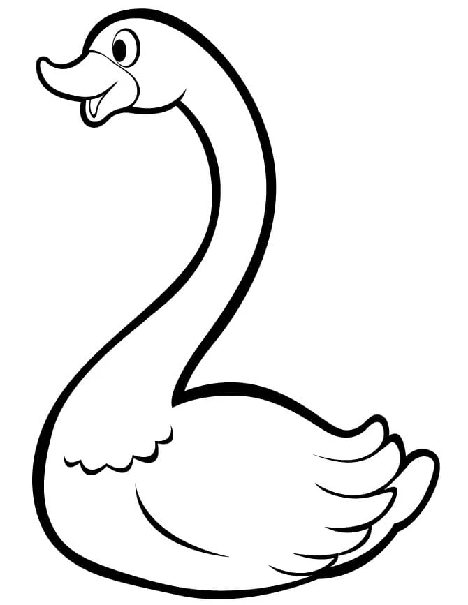 Swan with a long curved neck coloring page