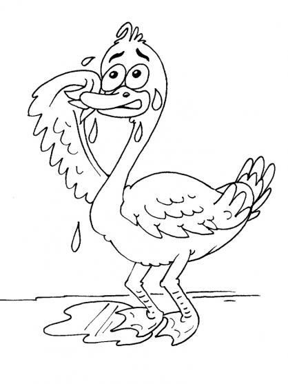 Swan shaking off water droplets coloring page