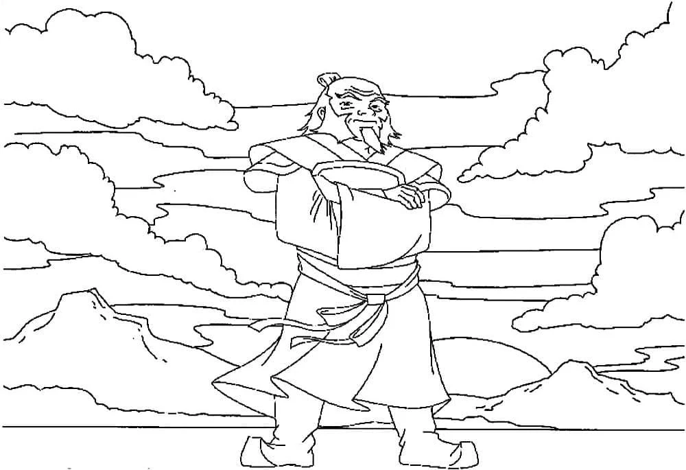 Iroh standing with arms crossed coloring page
