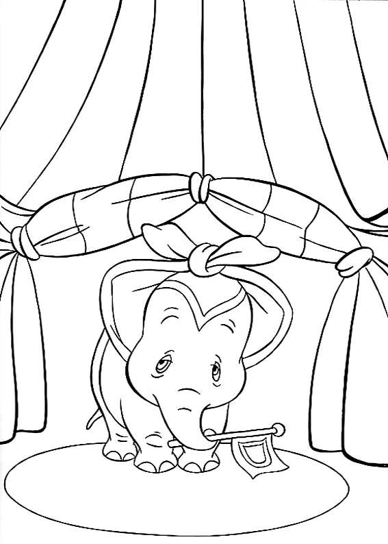 Dumbo entering the circus ring coloring page