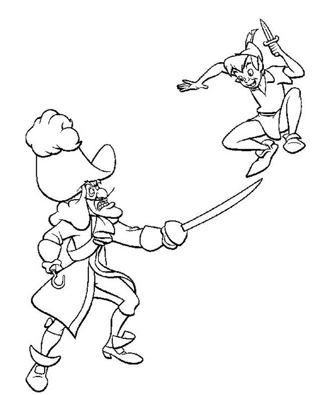 Peter Pan fighting Captain Hook coloring page Peter Pan fighting Captain Hook coloring page