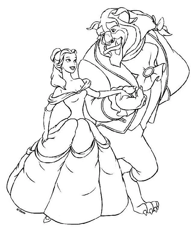 Belle and the Beast dancing together coloring page Belle and the Beast dancing together coloring page