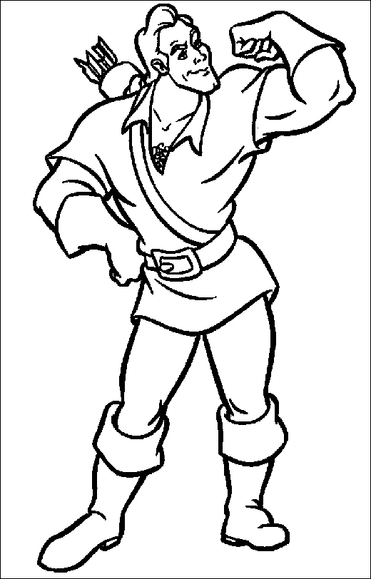 Gaston flexing his muscles coloring page
