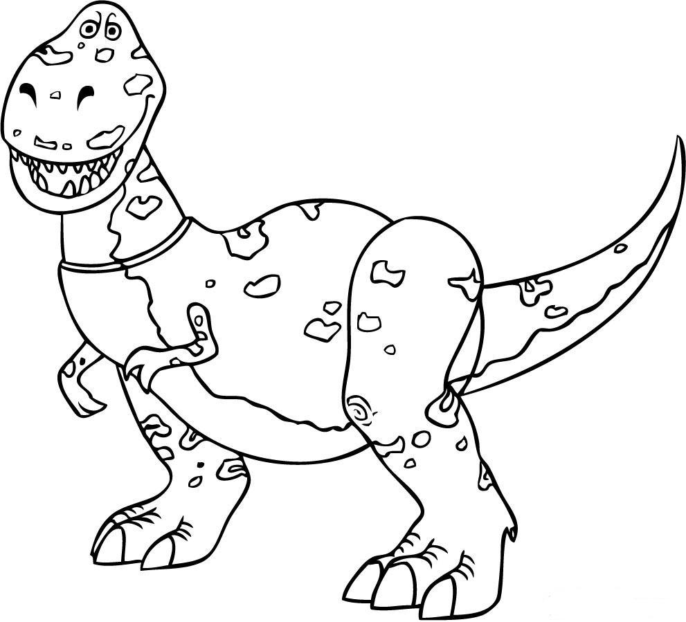 Rex the dinosaur standing tall coloring page
