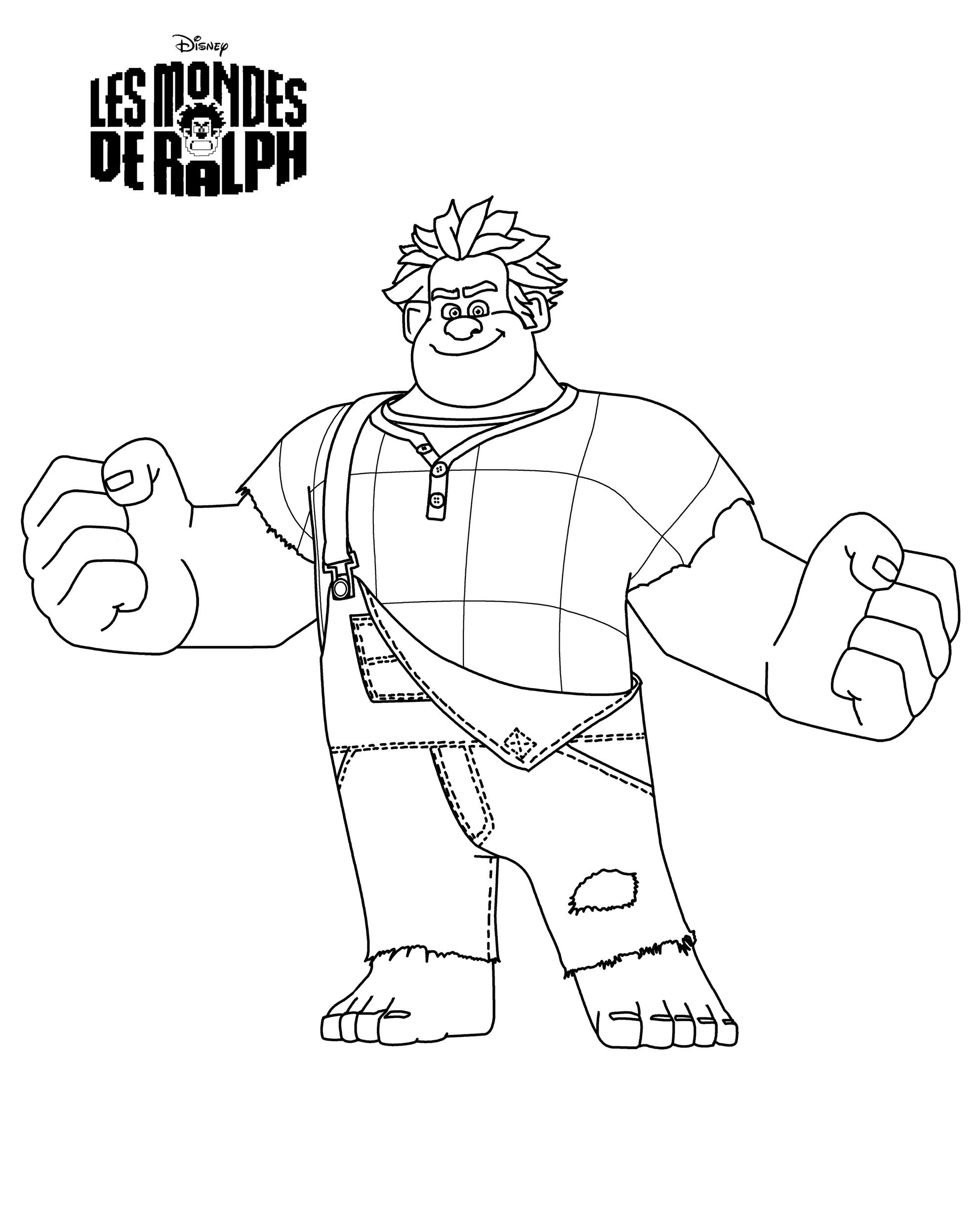 Wreck-It Ralph with fists raised coloring page