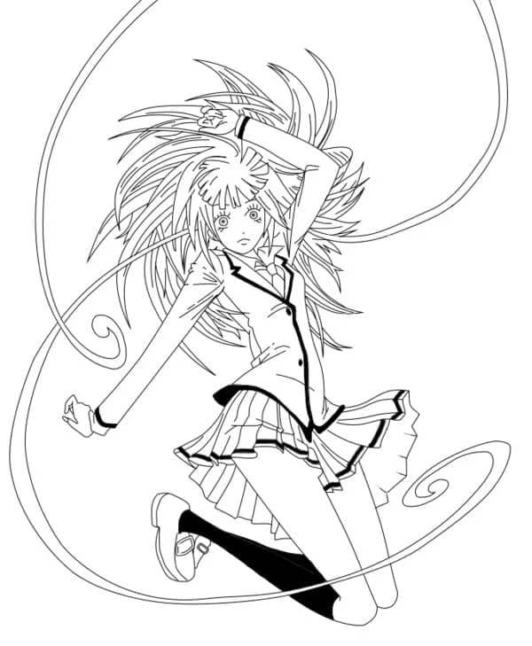 Kaede Kayano in a dynamic pose coloring page
