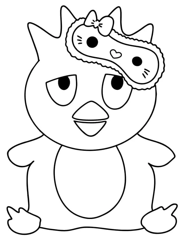 Badtz Maru with a cat sleep mask on his head coloring page