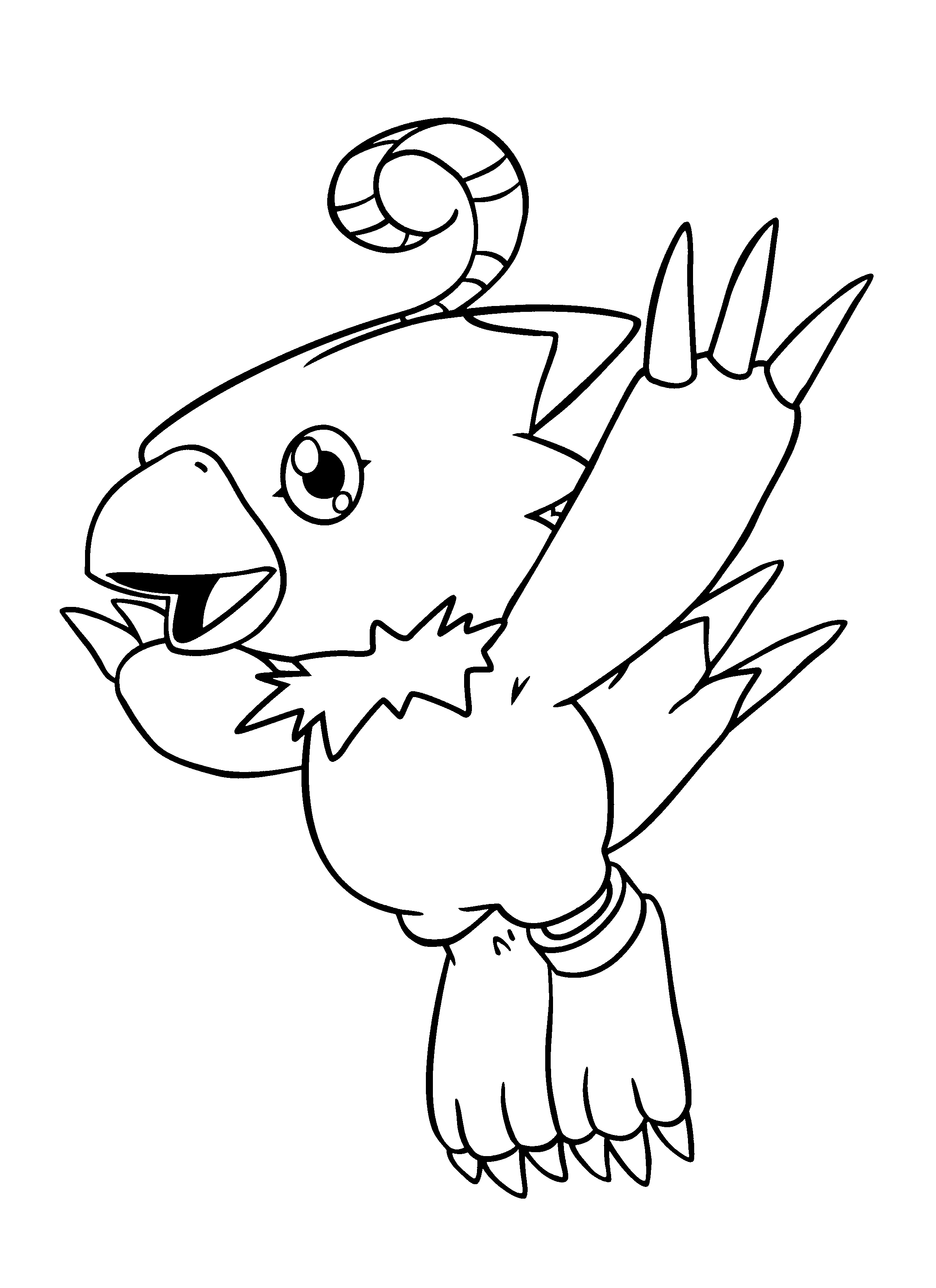 Digimon flying with claws raised coloring page