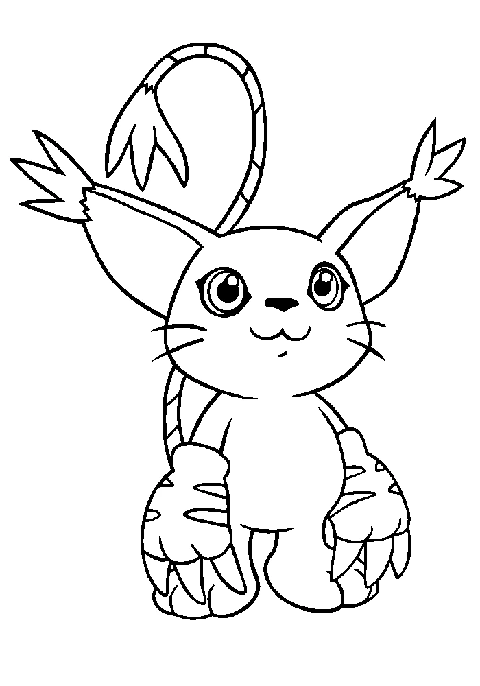 Gatomon standing with tail raised coloring page