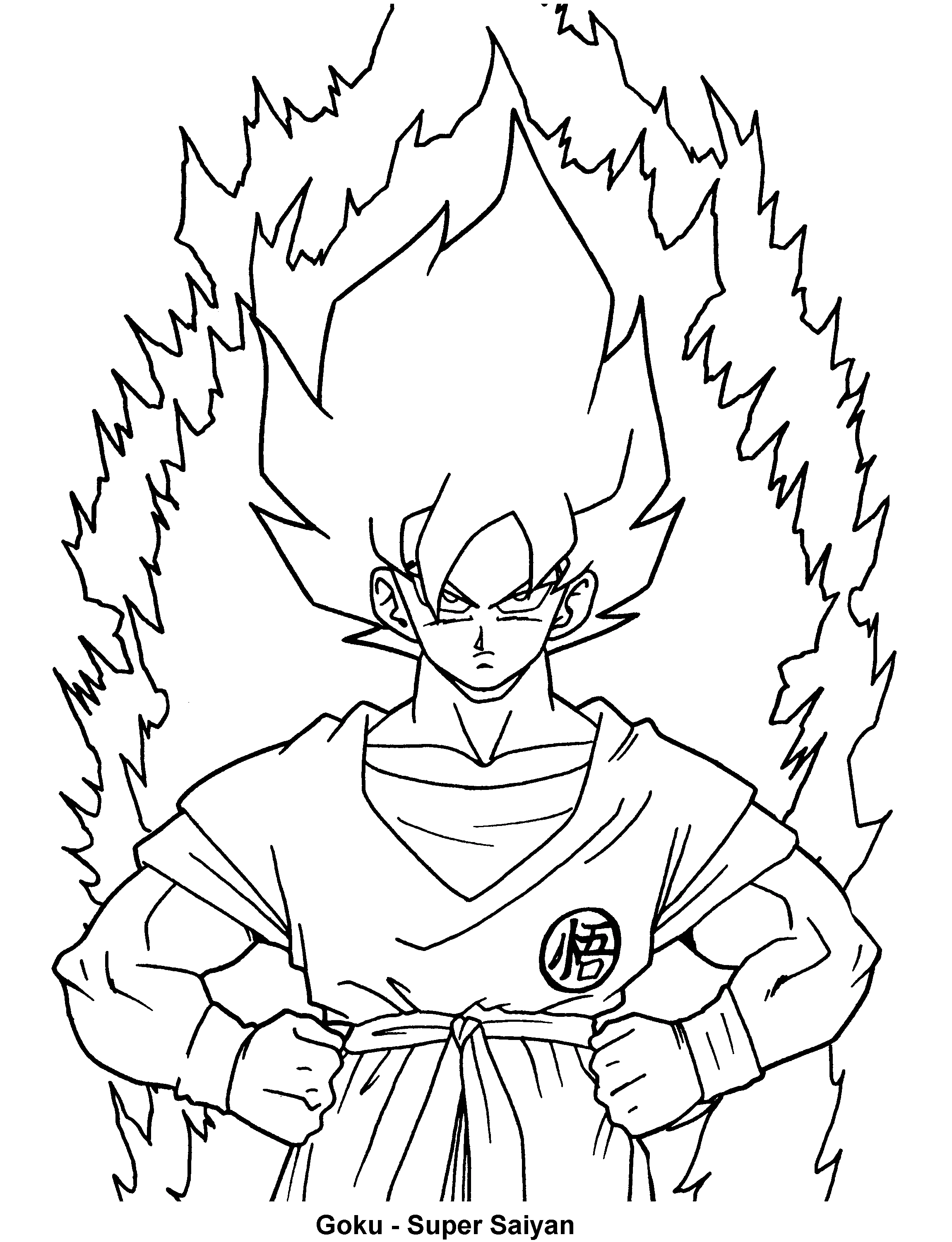 Goku transforming into Super Saiyan coloring page