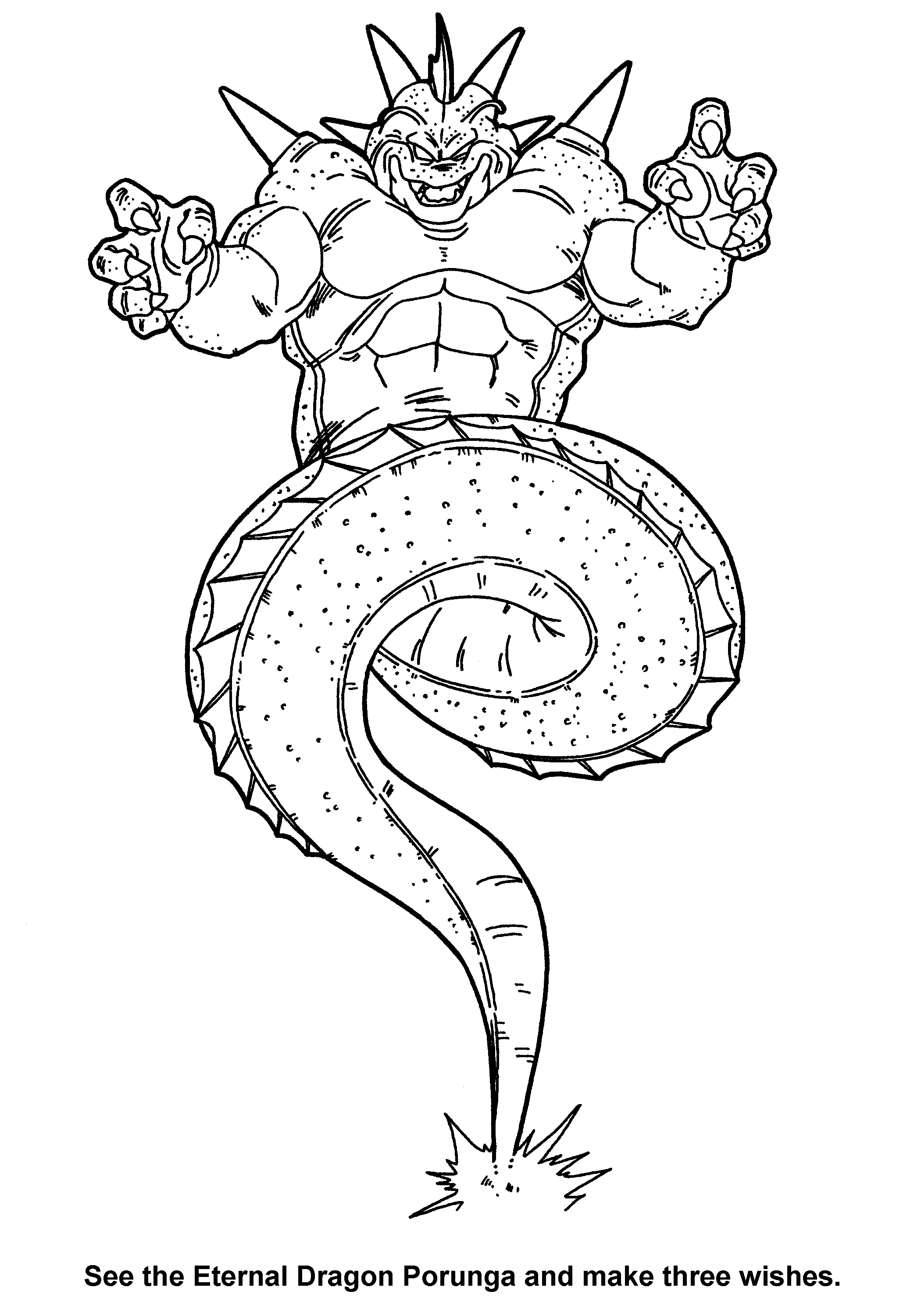 Porunga the Eternal Dragon granting wishes coloring page