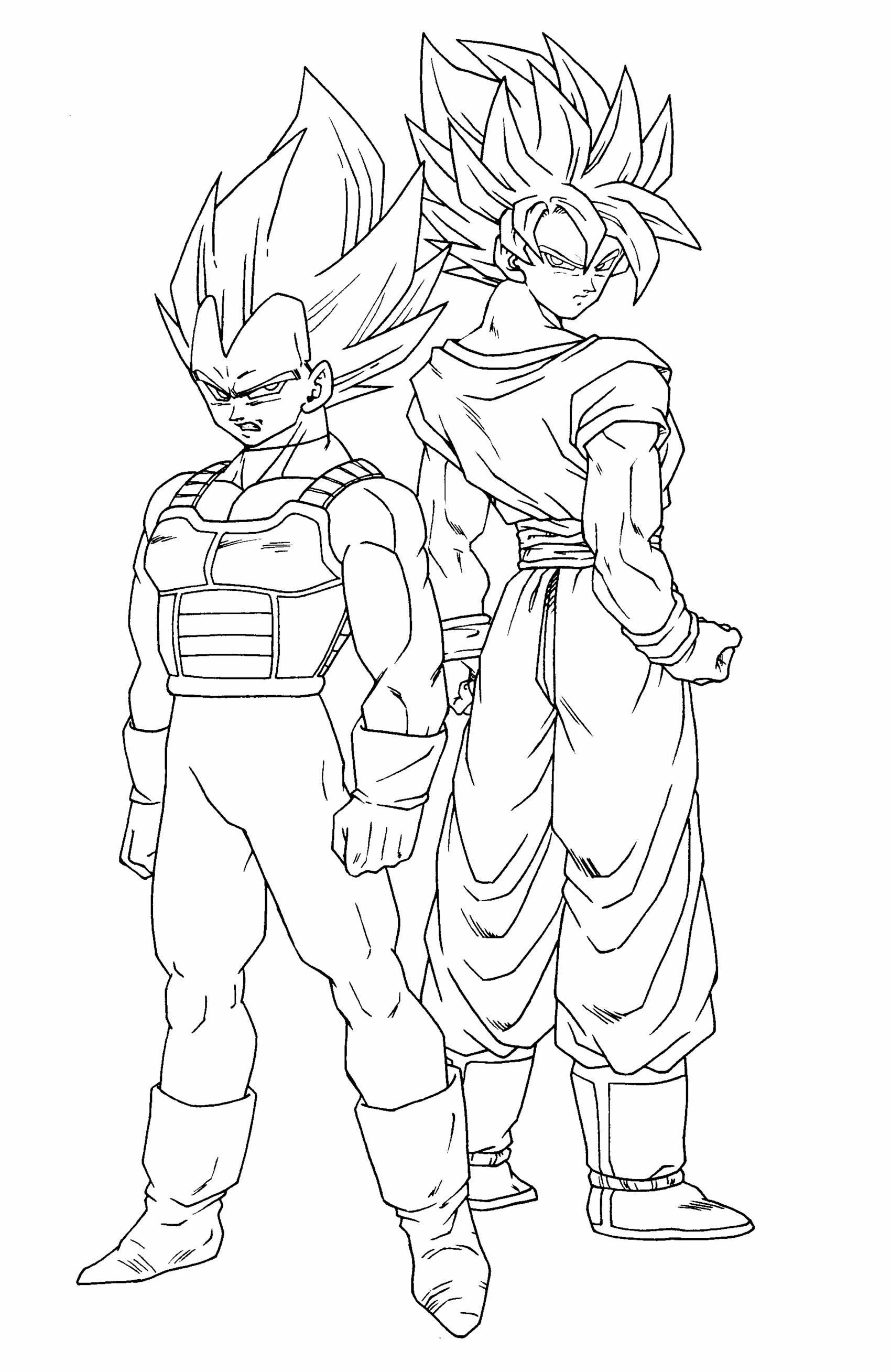 Goku and Vegeta standing side by side coloring page