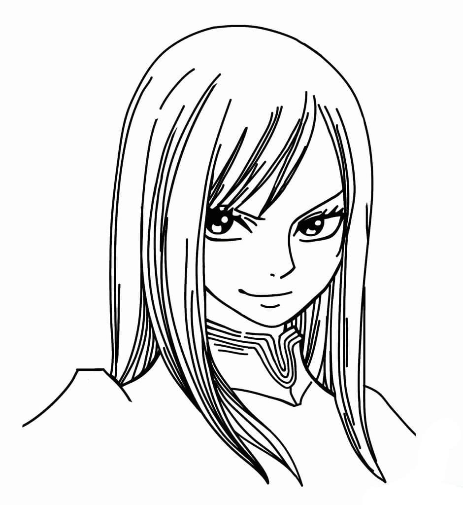 Erza Scarlett portrait with long hair coloring page Erza Scarlett portrait with long hair coloring page