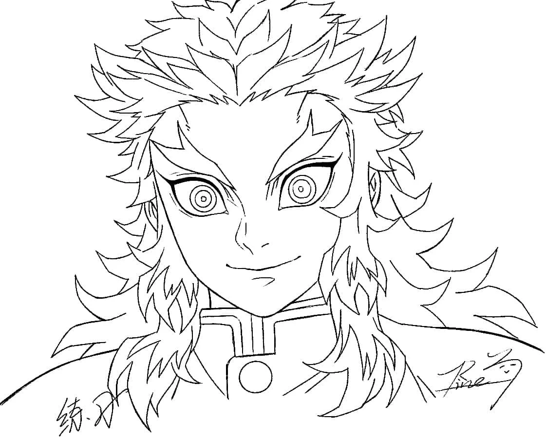 Kyojuro Rengoku coloring page #220435 to print and color from Anime and Manga collection