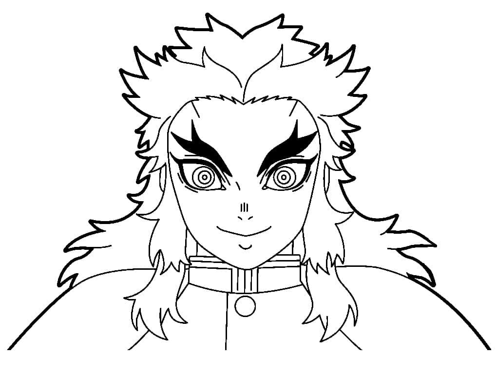 Printable Kyojuro Rengoku line art #220452 from the Anime and Manga collection to color