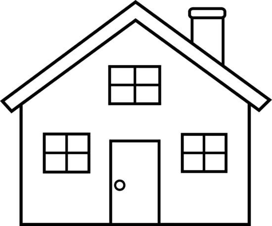 Simple house with chimney coloring page